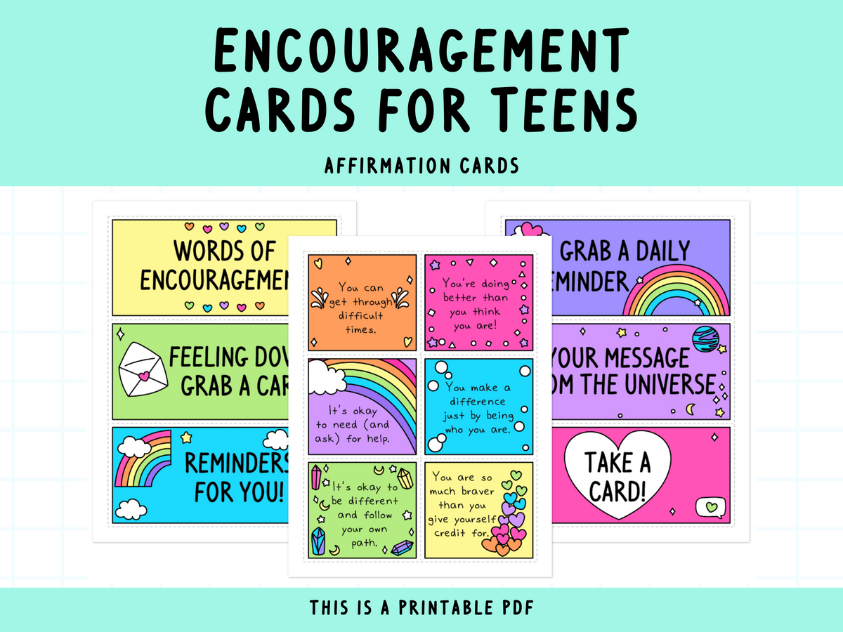 Encourage Club Encouragement Cards for Teens – SelfLoveRainbow