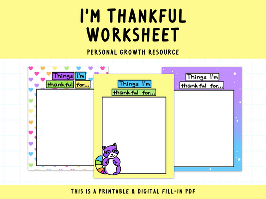 I'm Thankful Worksheet