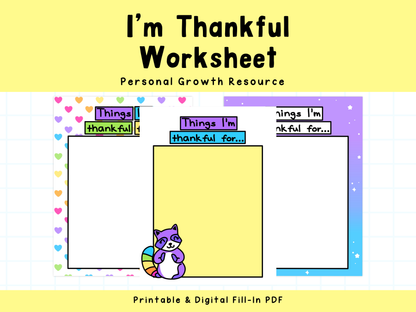 I'm Thankful Worksheet