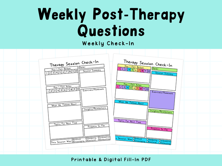 Post Therapy Check-In Worksheet