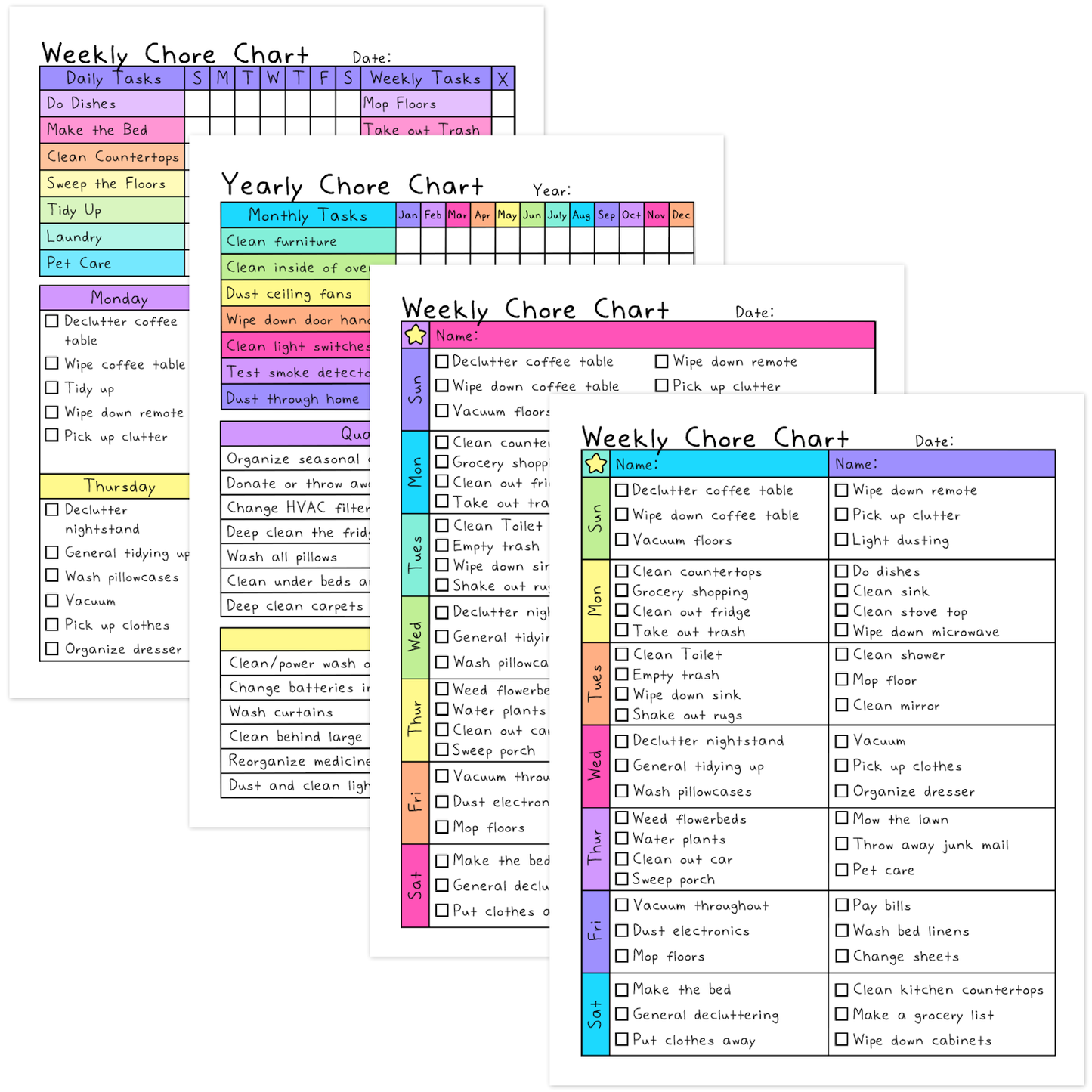 Cleaning Lists & Chore Charts