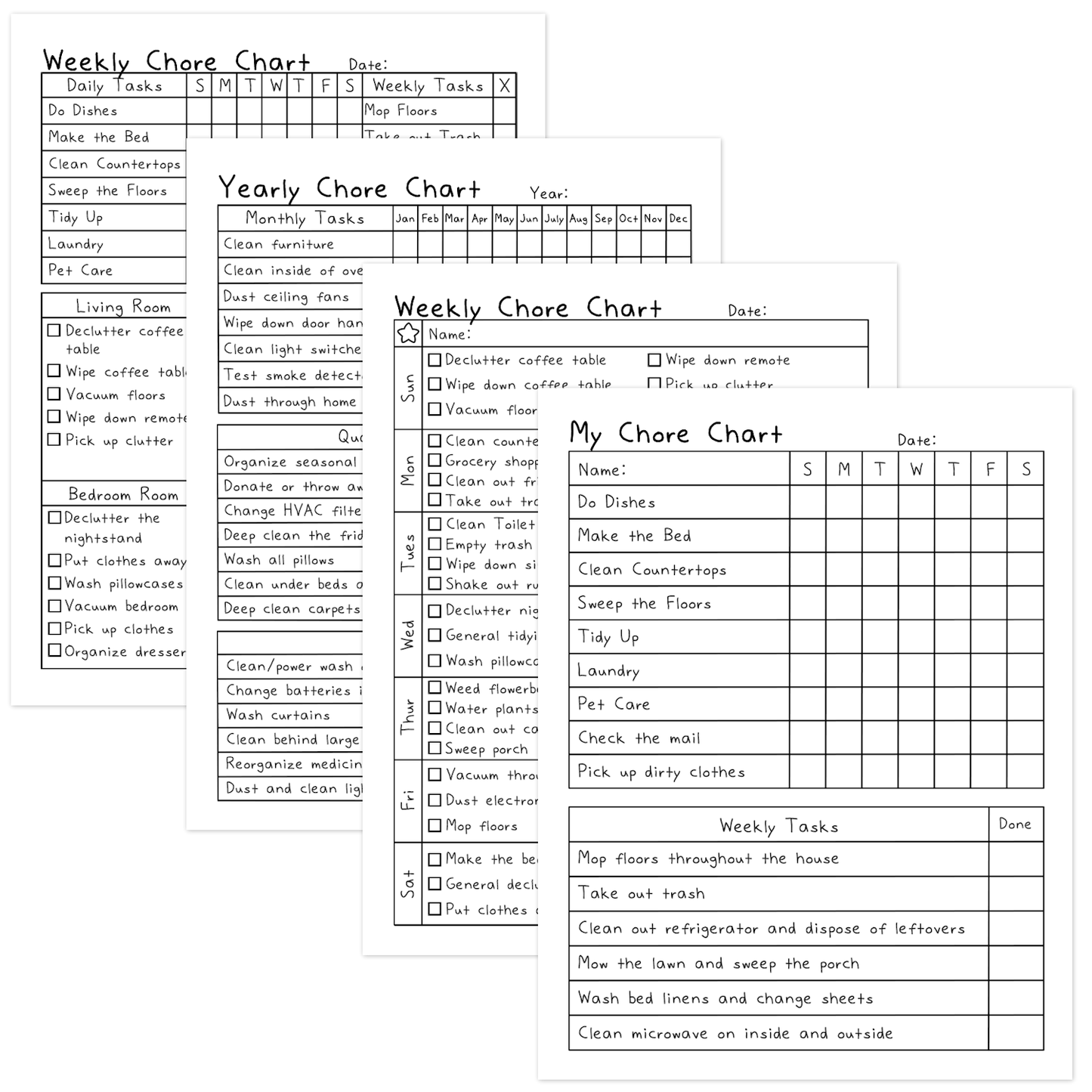 Cleaning Lists & Chore Charts