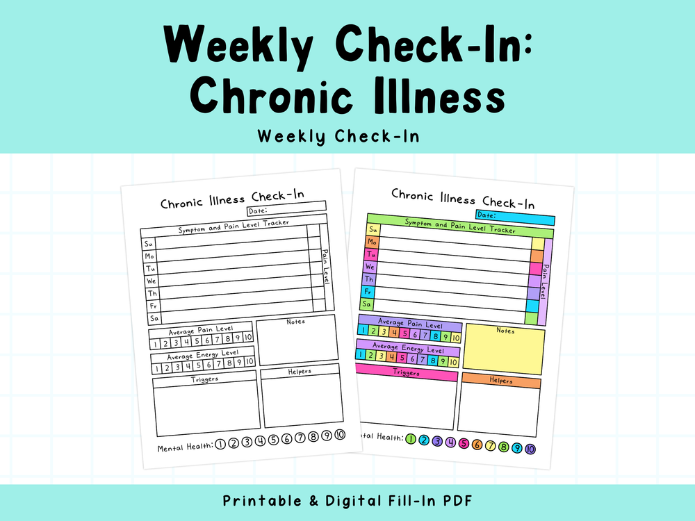 Chronic Illness Weekly Check-In Worksheet – SelfLoveRainbow