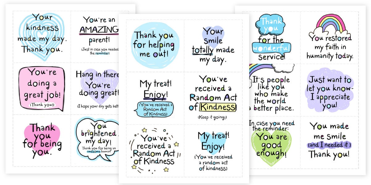 Printable Random Acts of Kindness Cards