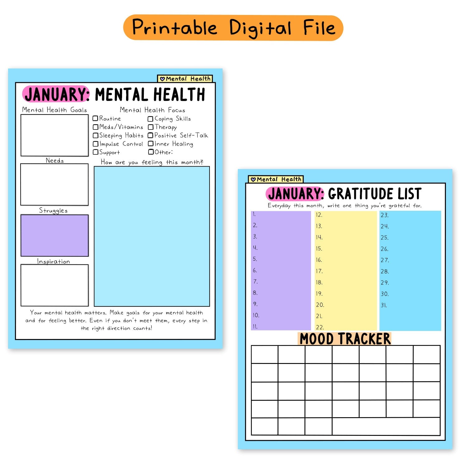 Mental Health Worksheets