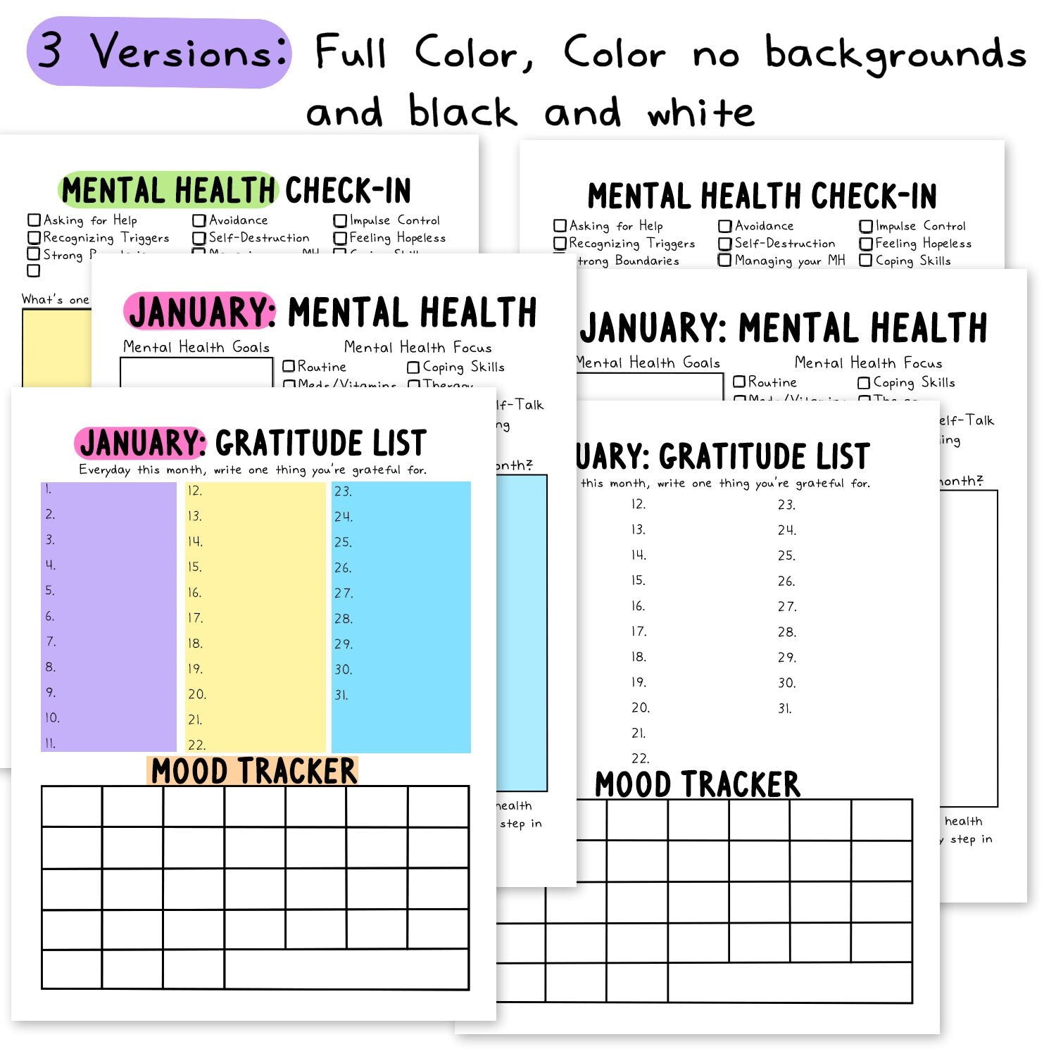 Mental Health Worksheets