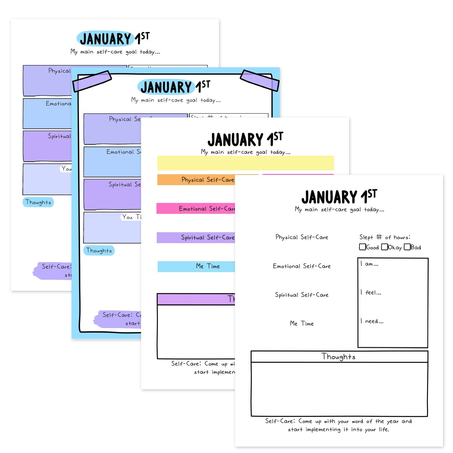 Daily Self-Care Worksheets (January)