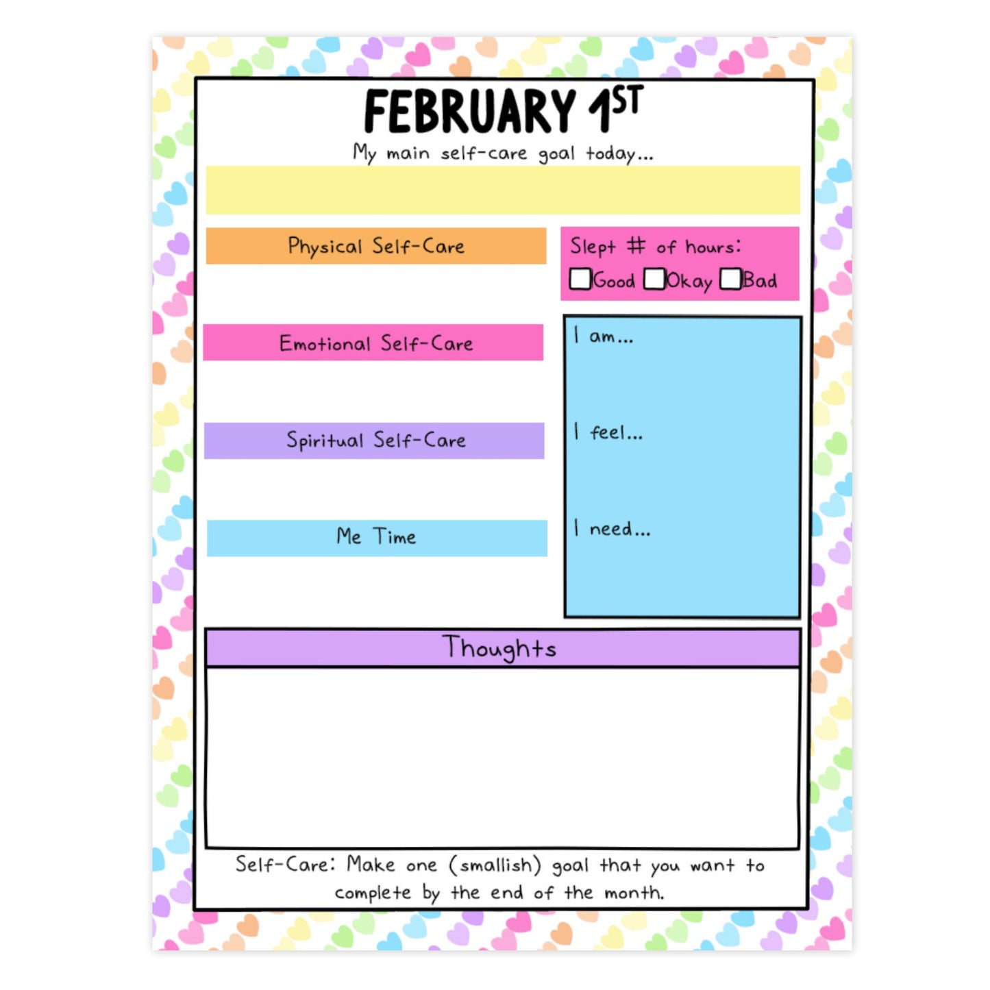 Daily Self-Care Worksheets (February)