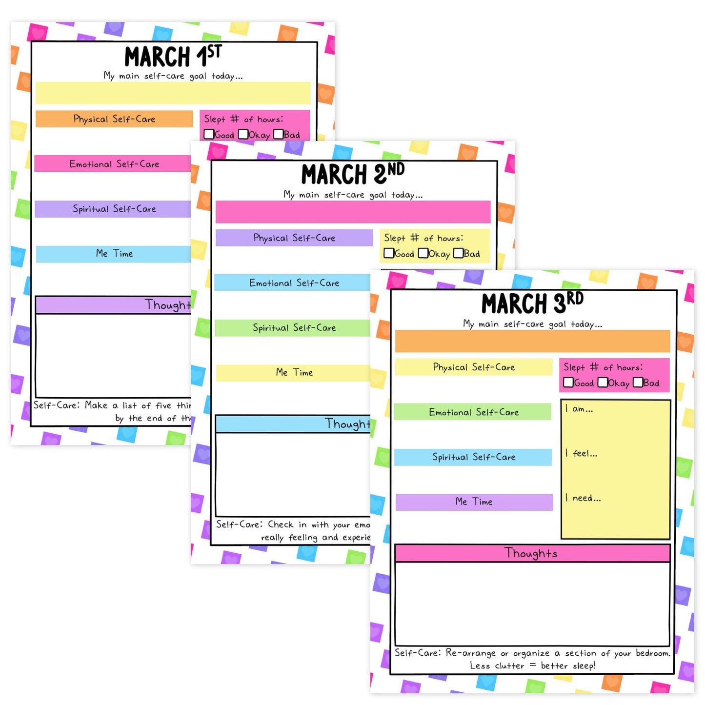Daily Self-Care Worksheets (March)