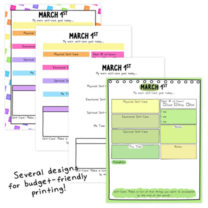 Daily Self-Care Worksheets (March)