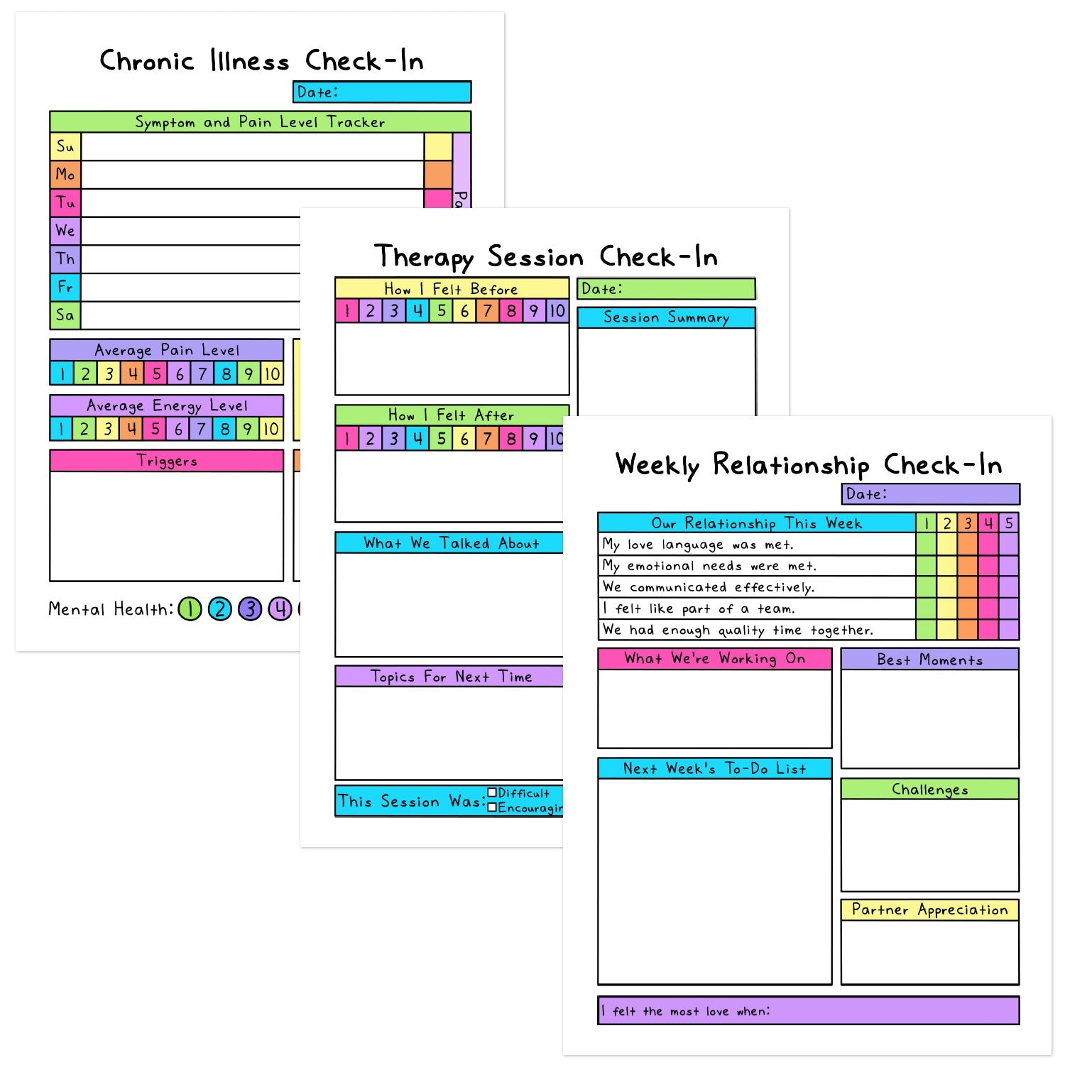 Weekly Check-In Pages Bundle