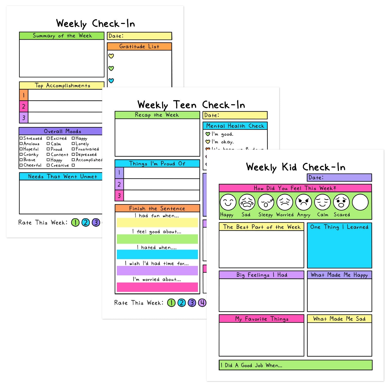Weekly Check-In Pages Bundle