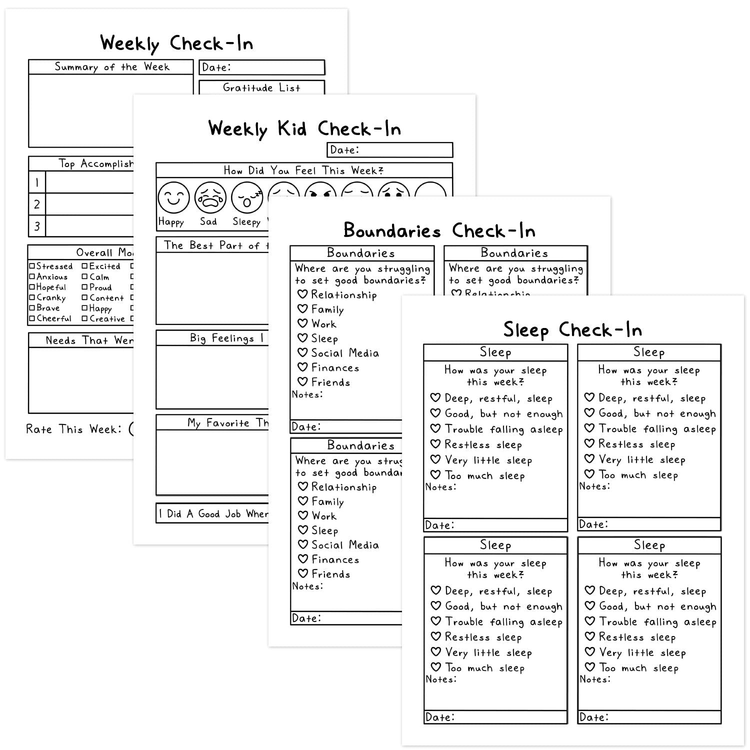 Weekly Check-In Pages Bundle