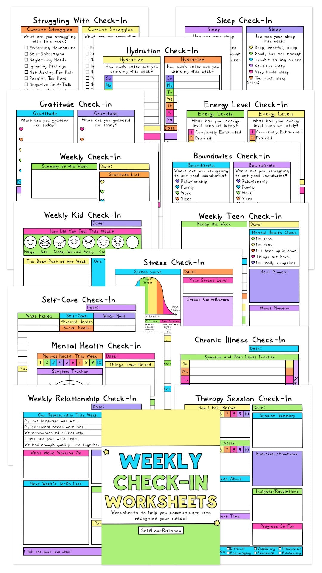 Weekly Check-In Pages Bundle – SelfLoveRainbow