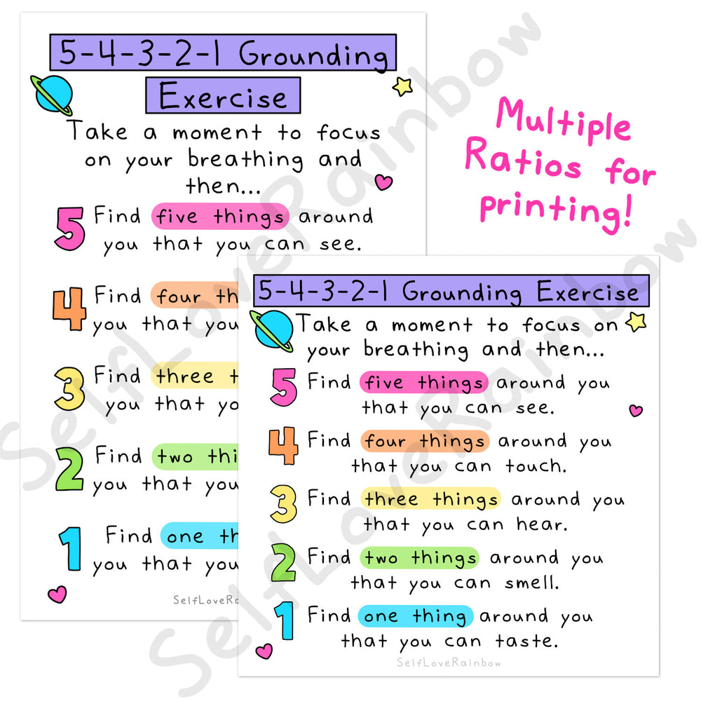 5-4-3-2-1 Grounding Digital Print – SelfLoveRainbow