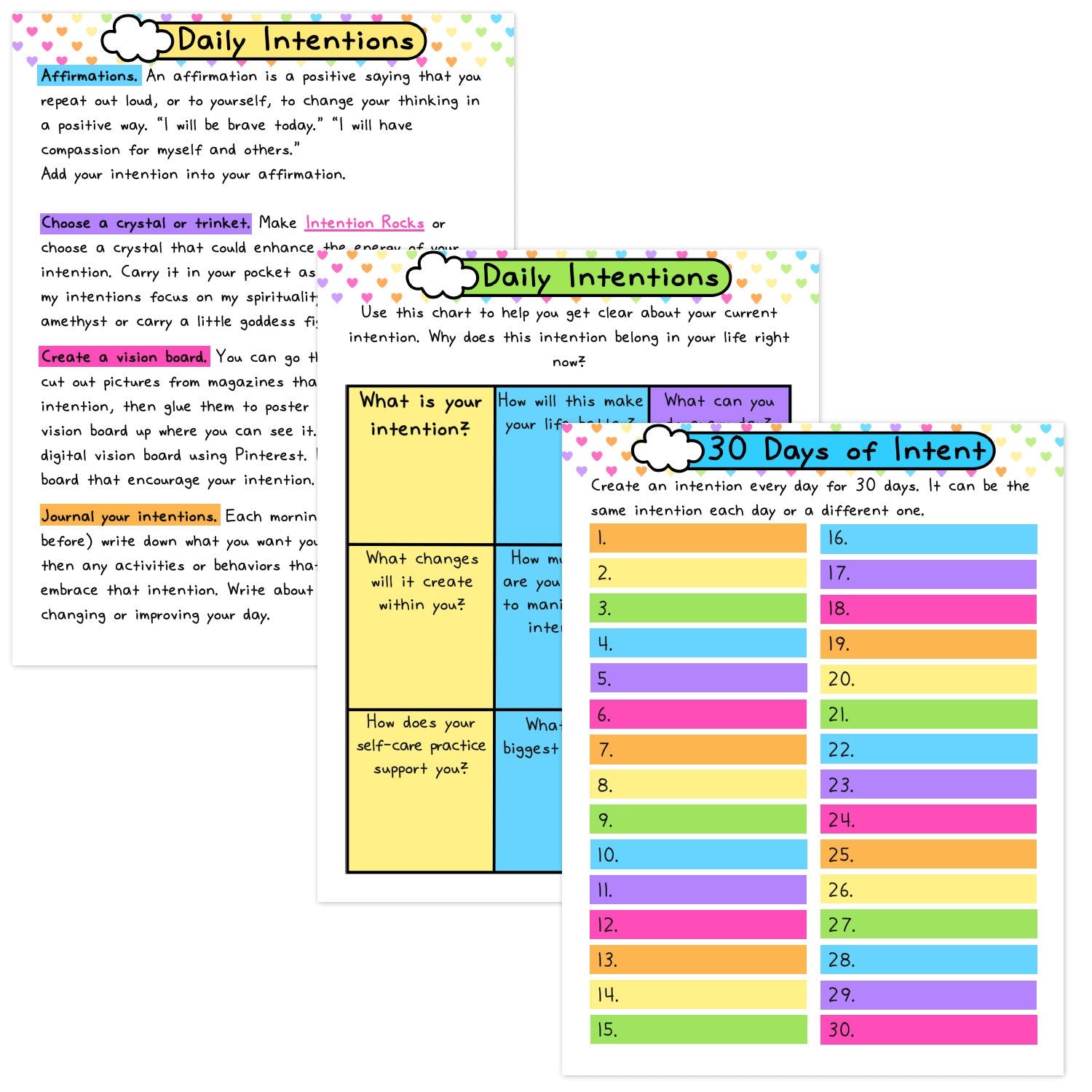 Daily Intentions Workbook