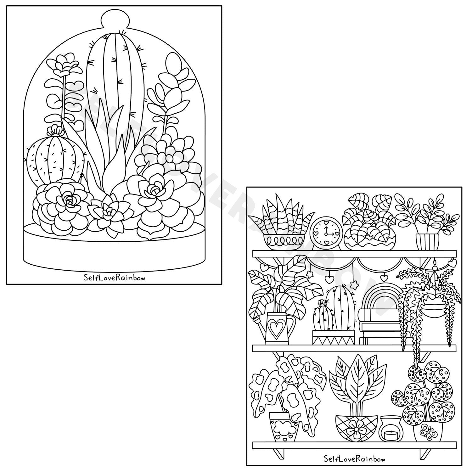 house plant coloring pages Houseplant Coloring Pages – SelfLoveRainbow