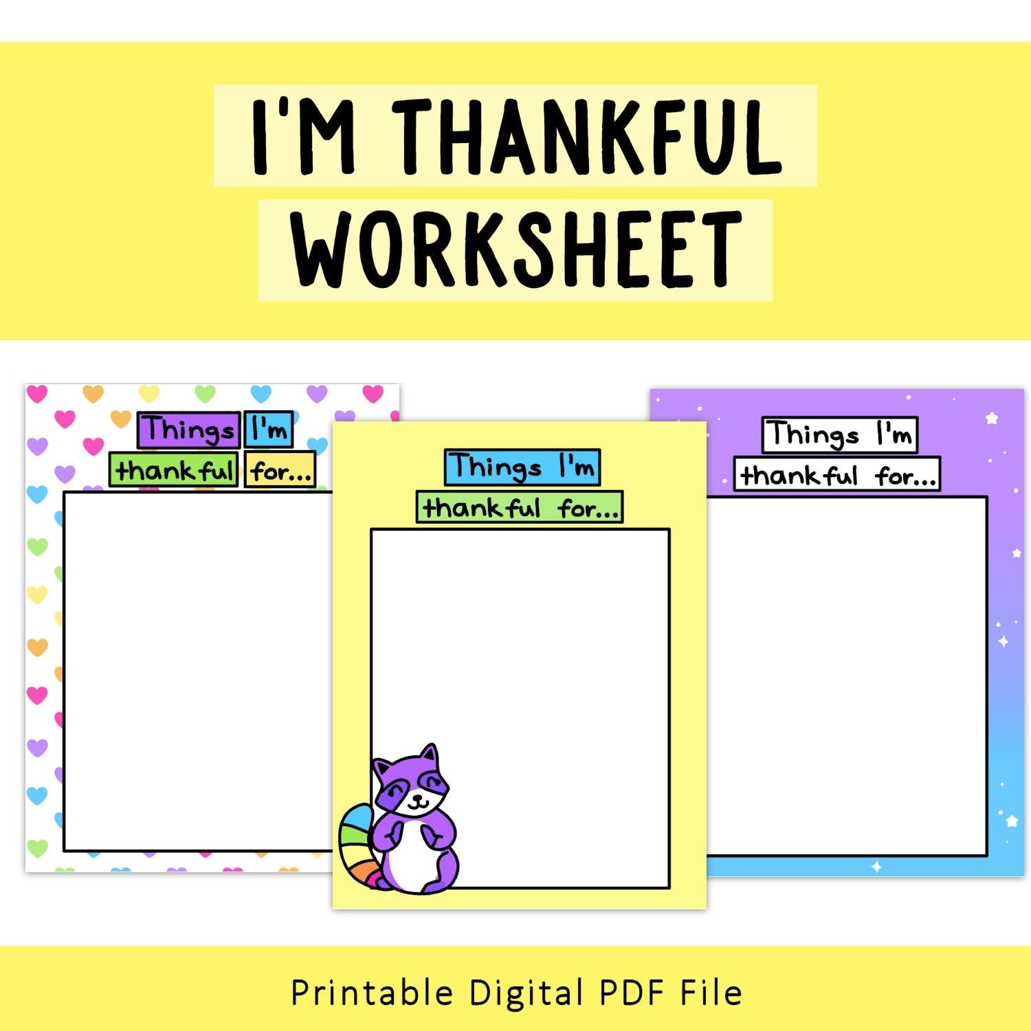 I'm Thankful Worksheet – SelfLoveRainbow