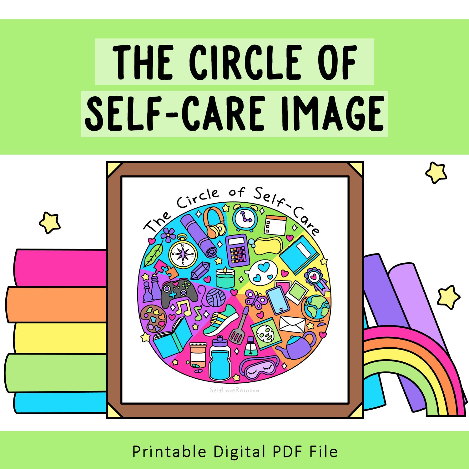 Digital Image Bundle | Printable Art | Colorful Wall Art | Classroom Poster | Coping Skills | Therapist Office | Calm Corner