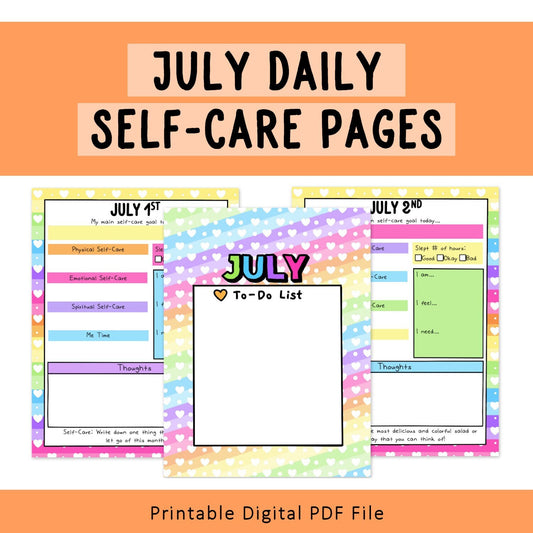 Daily Self-Care Worksheets (July)