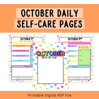 Daily Self-Care Worksheets (October)