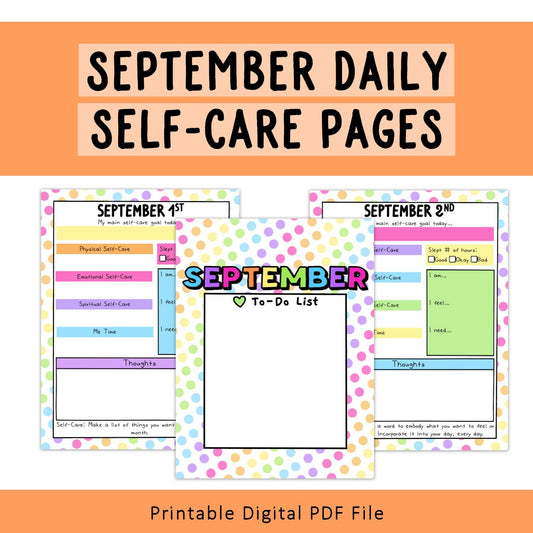 Daily Self-Care Worksheets (September)