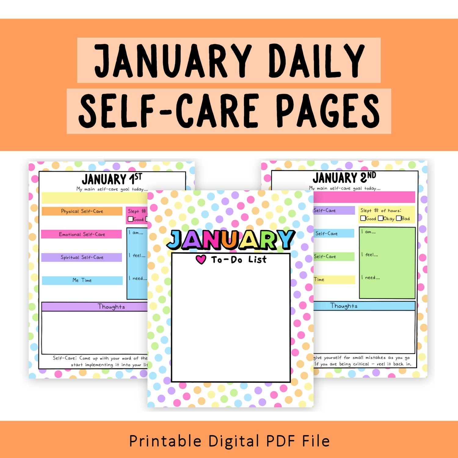 Daily Self-Care Worksheets (January)