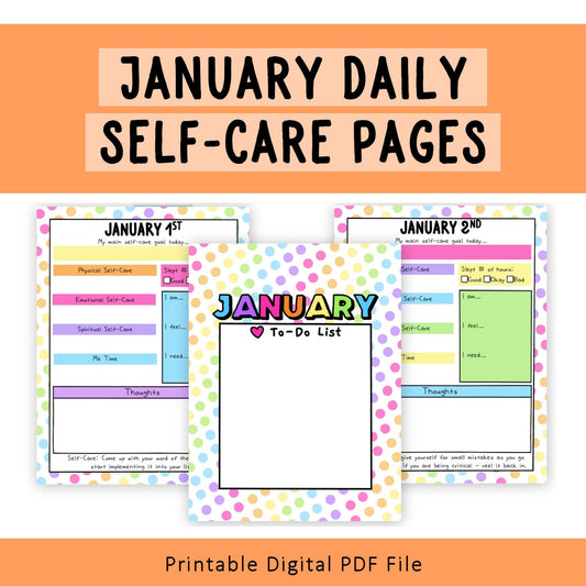 Daily Self-Care Worksheets (January)