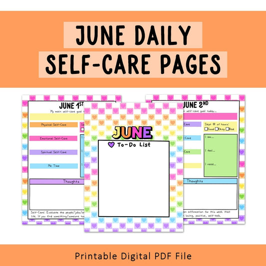 Daily Self-Care Worksheets (June)