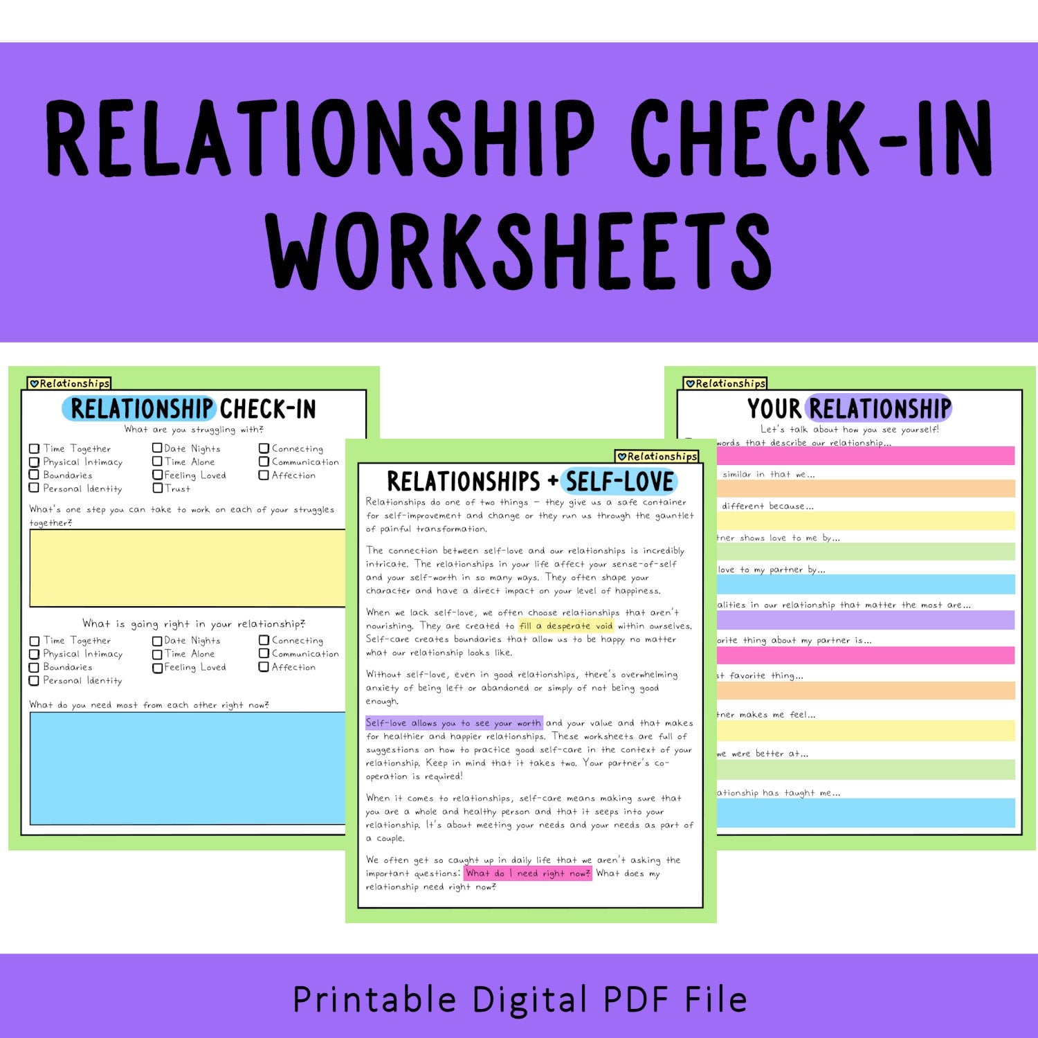 The Relationship Bundle | Anxiety | Depression | Therapy Tools | Counselling Resources | Therapy Worksheet Bundle | Personal Development