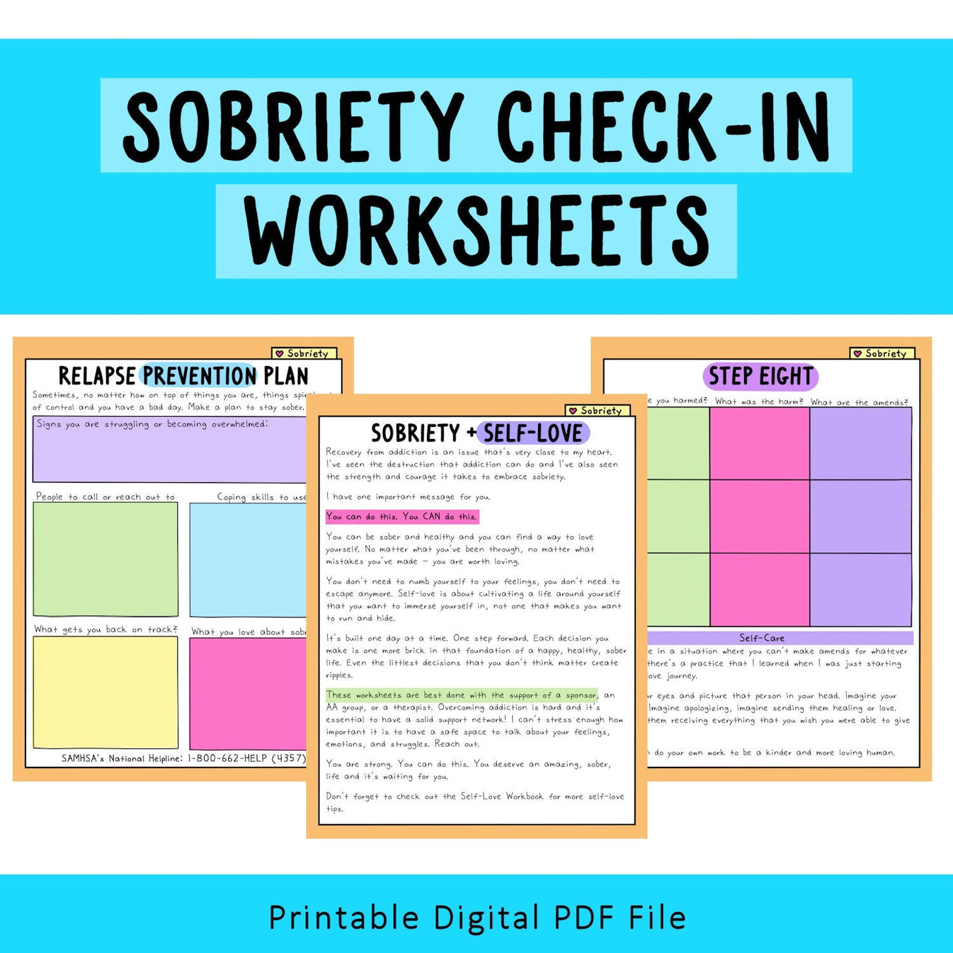 Sobriety Worksheets – SelfLoveRainbow