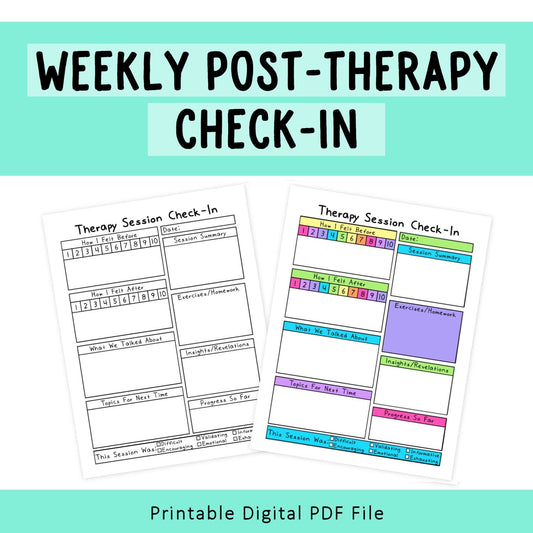 Post Therapy Check-In Worksheet