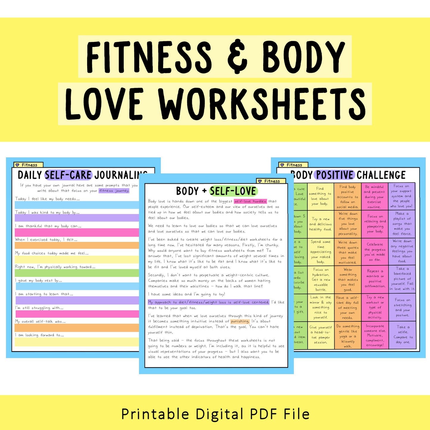Self-Love Workbook: Fitness Add-On