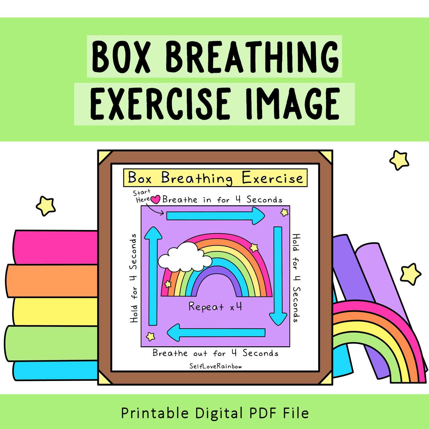 Digital Image Bundle | Printable Art | Colorful Wall Art | Classroom Poster | Coping Skills | Therapist Office | Calm Corner