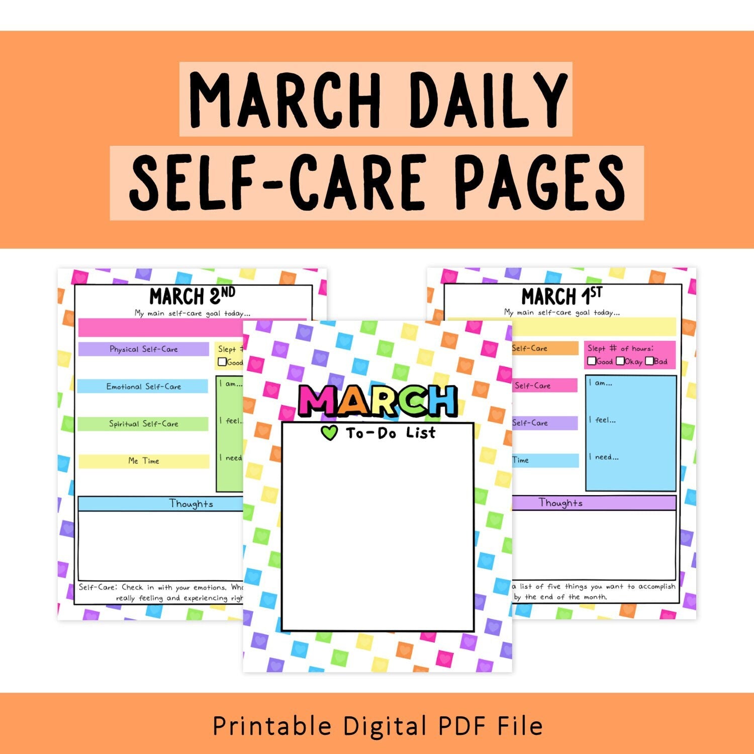 Daily Self-Care Worksheets (March)