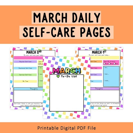 Daily Self-Care Worksheets (March)