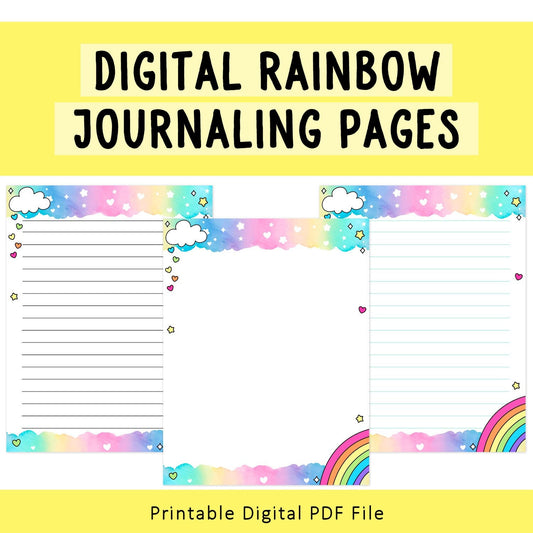 Digital Rainbow Themed Journaling Pages